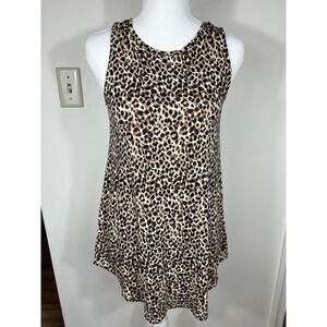 Old Navy Luxe Tank Top Women XS Tall Leopard Print Sleeveless Swing Stretch Chic